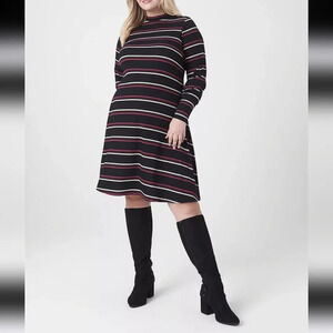 LANE BRYANT NWT Striped Mock Neck Ribbed Long Sleeve Dress Plus Size 26/28